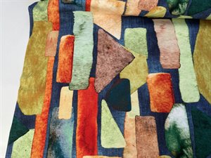 Bomuldsjersey - akvarel look i grafisk mønster, grønne nuancer